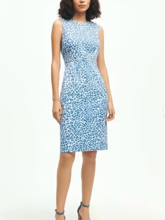 Brooks Dresses & Skirts - Brooks Blue and White Leopard Print Midi Dress
